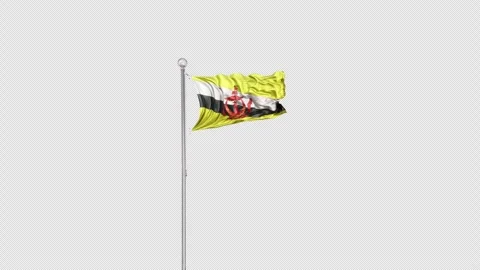 Brunei   Flag Pole  Animation Include Alpha 3D Rendering Video stock 283136299