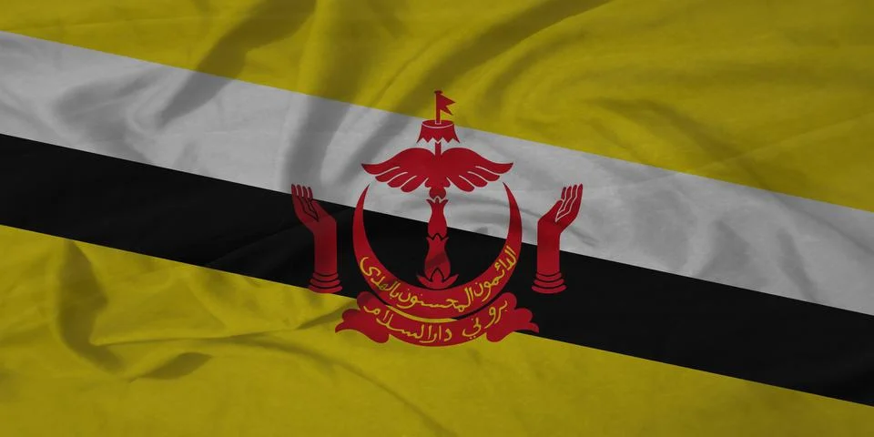 Brunei   Flag rippling sky texture Stock Illustration