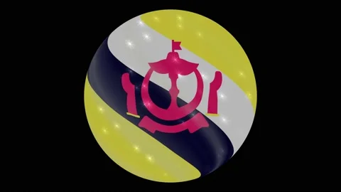 Brunei flag in a round ball rotates. Flicker and shine. Animation loop Stock Footage 145857657
