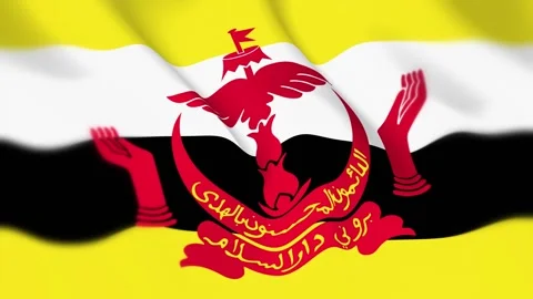 Brunei Flag Seamless Loop 4k 60fps on Sky Background Stock Footage 340353017