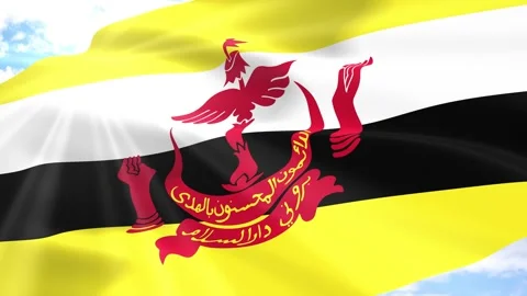 Brunei Flag Seamless Loop 4k 60fps on Sky Background Stock Footage 341556972