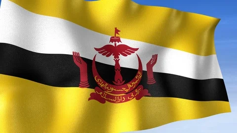 Brunei Flag - Set of 3 Angles with Masks [3WaveSeries] Stock Footage 103475238