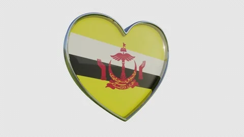 Brunei Flag in the Shape of 3D Heart. Stock Footage 141576866