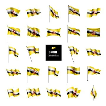Brunei flag, vector illustration on a white background Stock Illustration