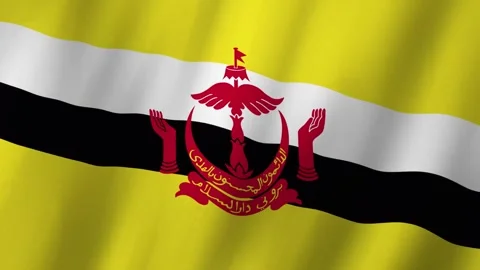 Brunei Flag Waves Beautifully in the Wind Animation Видео 279918599