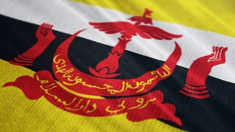 Brunei flag is waving 3D animation.  Stock Footage 100756519
