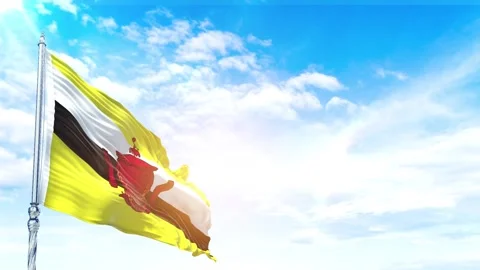 Brunei flag Waving Realistic With Sky Stock-Footage 323928199