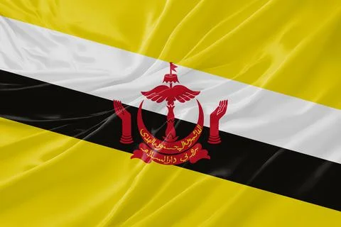 Brunei Flag Waving Textures Silk Background Stock Illustration