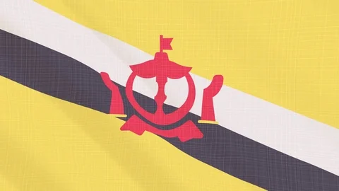Brunei flag waving in the wind. Background with rough textile texture. Animation Stock Footage 83854945