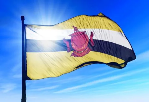 Brunei flag waving on the wind Stock Illustration