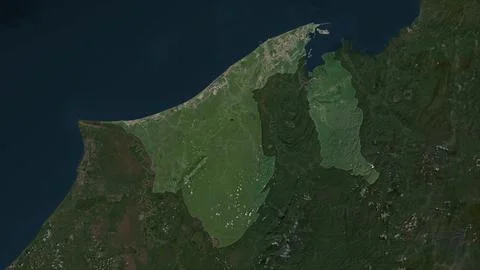 Brunei highlighted on a high resolution satellite map Stock Illustration