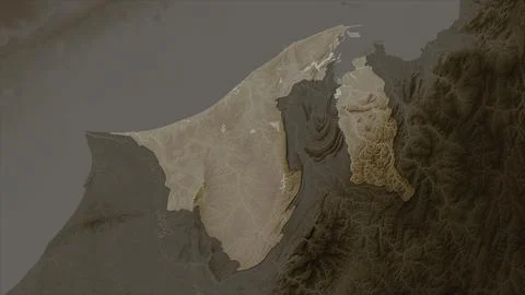 Brunei highlighted. Sepia Stock Illustration
