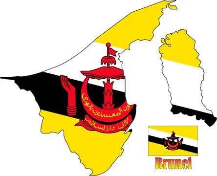 Brunei Map and Flag Illustrazione stock