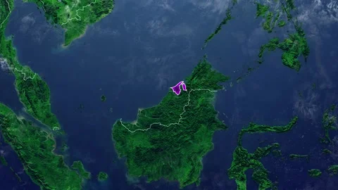 BRUNEI Map With Borders Stock Footage 318671678
