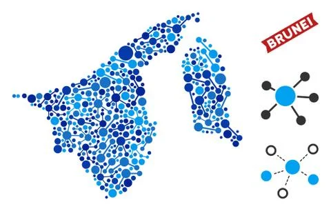 Brunei Map Connections Mosaic Stock Illustration