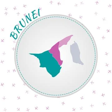 Brunei map design. Map of the country with regions in emerald-amethyst colo.. イラスト素材
