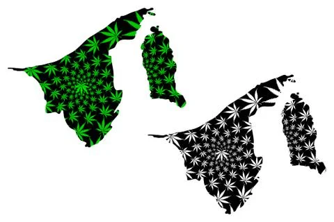 Brunei - map is designed cannabis leaf Stock Illustration