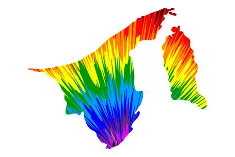 Brunei - map is designed rainbow abstract colorful pattern, Nation of Brunei, イラスト素材