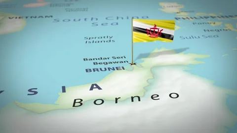 Brunei Map Flag 4K Loop Vídeos de archivo 316373873