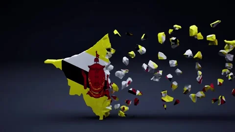 Brunei Map With Flag Video stock 324609839