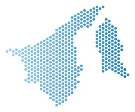 Brunei Map Hex-Tile Mosaic Illustrazione stock