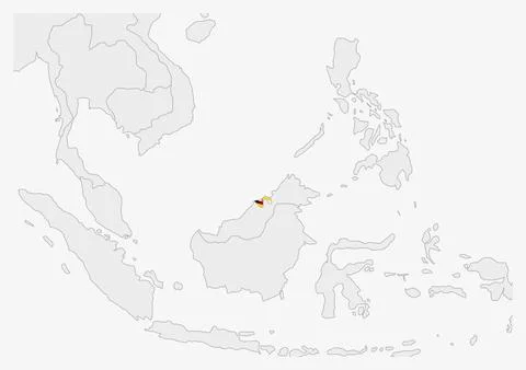 Brunei map highlighted in Brunei flag colors Stock Illustration
