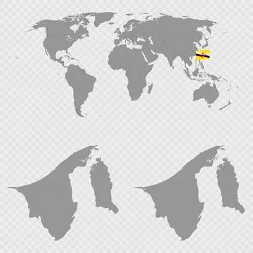 Brunei Map Set with World Location. Stock-Illustration
