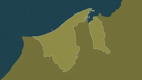 Brunei map - solid. Border. Pattern. Labels Stock Footage 320649605