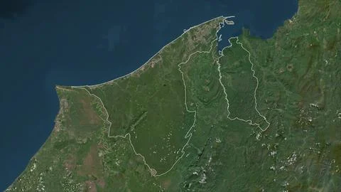 Brunei outlined on a high resolution satellite map Stock Illustration