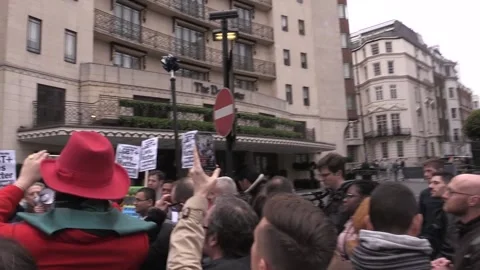 Brunei protest at the Dorchester Stock Footage 148632113