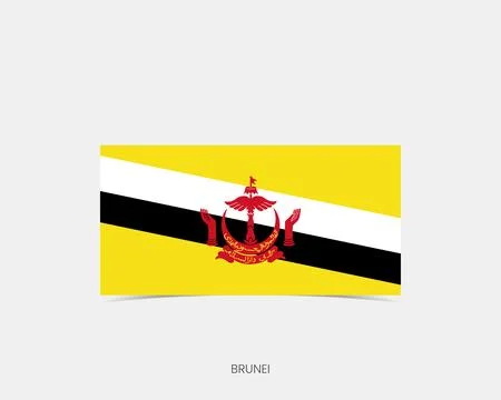 Brunei Rectangle flag icon with shadow. 스톡 일러스트