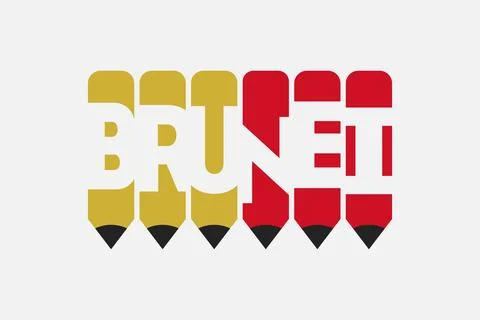 Brunei text with Pen symbol creative ideas design. Stock Illustration