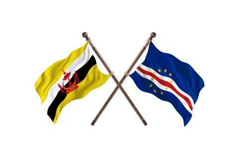 Brunei Versus Cabo Verde Two countries Flags background Stock Illustration