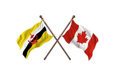 Brunei Versus Canada Two countries Flags background Stock Illustration
