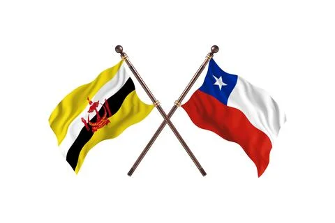 Brunei Versus Chile Two countries Flags background Stock Illustration