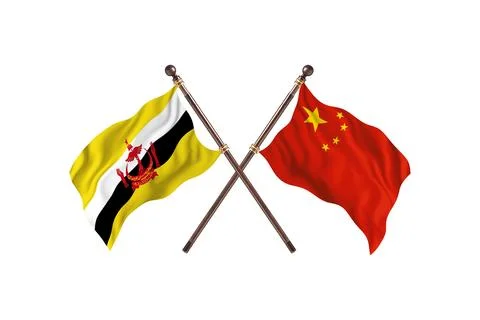 Brunei Versus China Two countries Flags background Stock Illustration