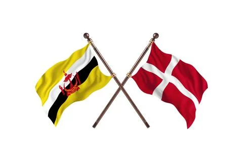 Brunei Versus Denmark Two countries Flags background Stock Illustration