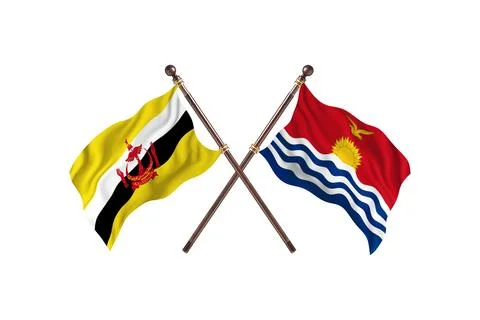 Brunei Versus Kiribati Two countries Flags background Stock Illustration