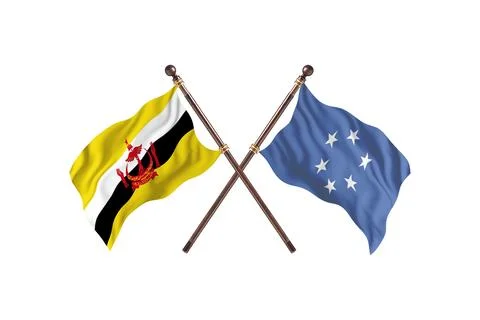 Brunei Versus Micronesia Two countries Flags background Stock Illustration