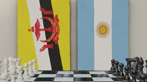 Brunei vs Argentina  at the chessboard. Stock Footage 257964639