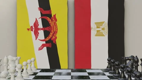 Brunei vs Egypt  at the chessboard. Stock Footage 257964774