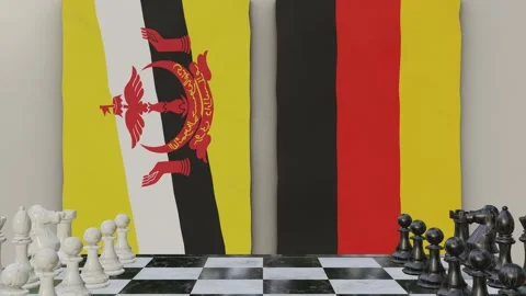 Brunei vs Germany  at the chessboard. Stock Footage 257964810