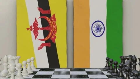 Brunei vs India  at the chessboard. Stock Footage 257964859