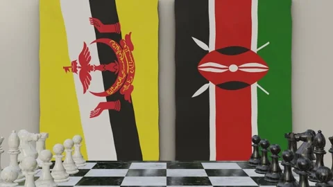 Brunei vs Kenya  at the chessboard. Vídeos de archivo 257964906