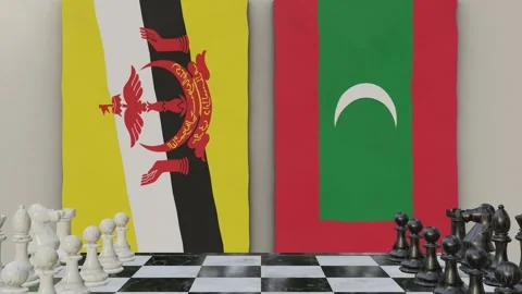 Brunei vs Maldive  at the chessboard. Stock Footage 257964962