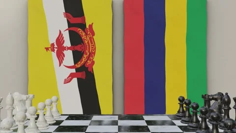 Brunei vs Mauritius  at the chessboard. Video stock 257964975
