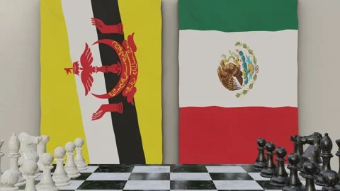 Brunei vs Mexico  at the chessboard. Video stock 257964977