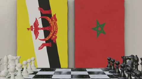 Brunei vs Morocco  at the chessboard. Stock Footage 257964990