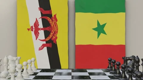 Brunei vs Senegal  at the chessboard. Stock Footage 257965088