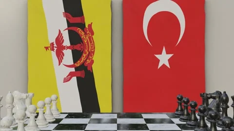 Brunei vs Turkey  at the chessboard. Video stock 257965160
